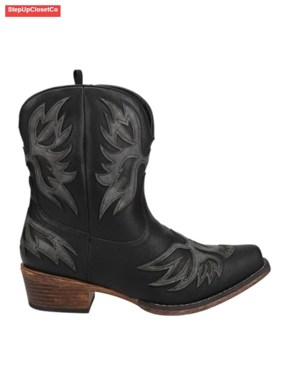 Faux Leather Snip Toe Ankle Cowboy Booties Cushioned Casual